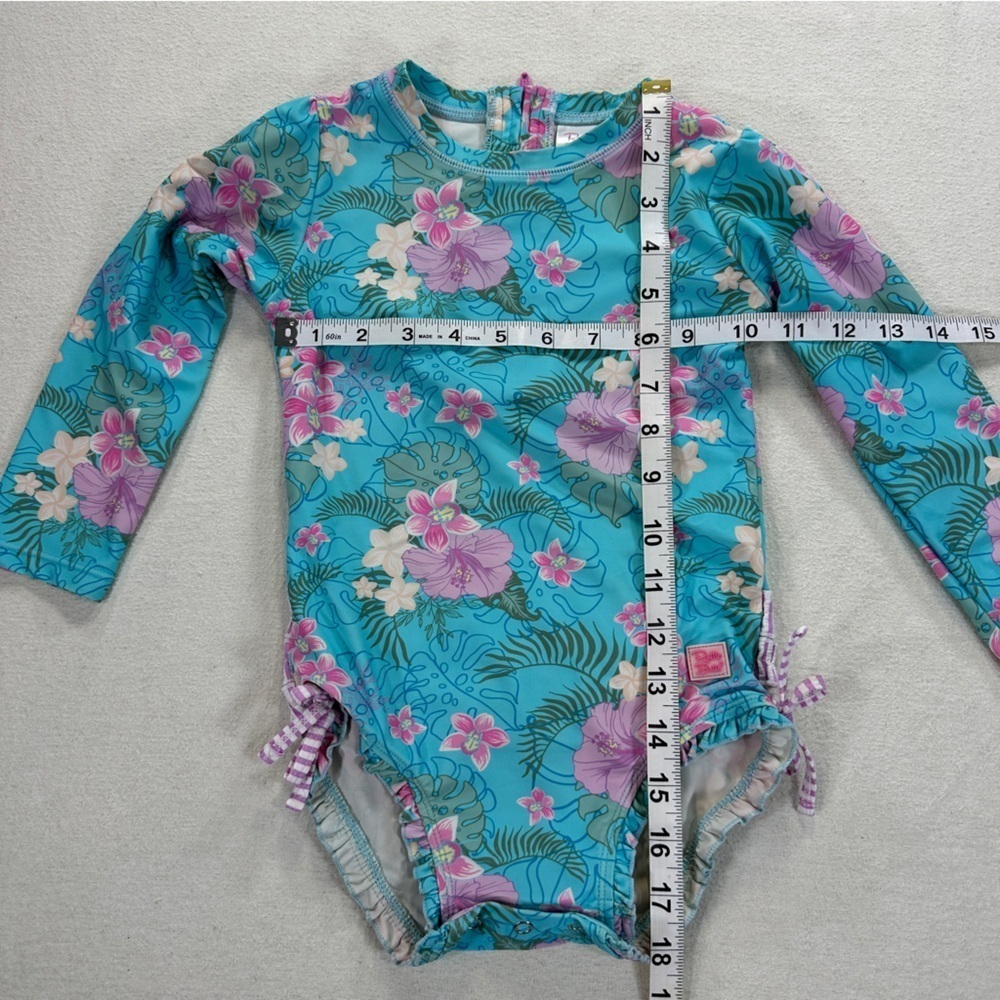 Ruffle Butts Floral Long Sleeve Kids 1 Piece Swimwear Sz 3T - Picture 3 of 7